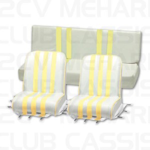 Bekledingsset 3 delen stoel Méhari (2voor, 1 achter) geel-wit