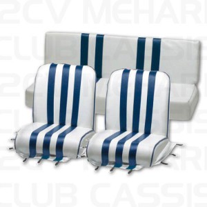 Bekledingsset 3 delen stoel Méhari (2voor, 1 achter) wit-blauw