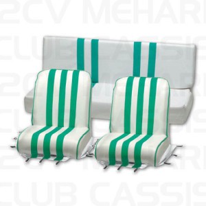 Bekledingsset 3 delen stoel Méhari (2voor, 1 achter) wit-groen