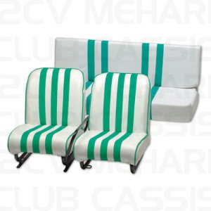 Stoel set nieuw Méhari (2voor, 1 achter) wit-groen