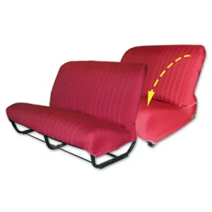 Jacquard rood/geel - bekledingsset bank + klapbank met gesloten zijkant 2CV/DYANE