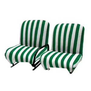 Set van 2 badstof stoelhoezen voor Méhari (2 voorstoelen) - wit/groen