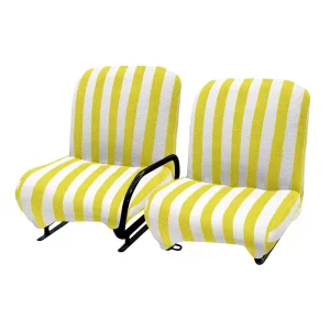 Set van 2 badstof stoelhoezen voor Méhari (2 voorstoelen) - wit/geel