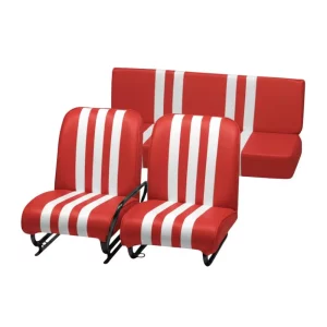 Set van 3 Méhari-stoelen - rood/wit