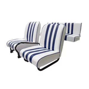 Set van 3 Méhari-stoelen (rechterstoel kan worden neergeklapt) - wit/blauw