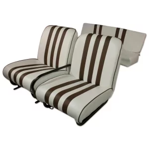 Set van 3 Méhari-stoelen (rechterstoel kan worden neergeklapt) - wit/bruin