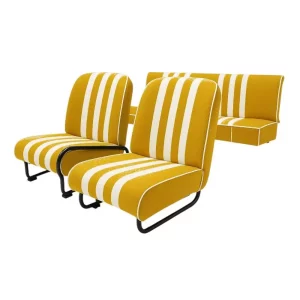 Set van 3 Méhari-stoelen (rechterstoel kan worden neergeklapt) - geel/wit