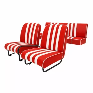 Set van 3 Méhari-stoelen (rechterstoel kan worden neergeklapt) - rood/wit