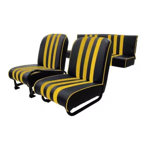 Set van 3 Méhari-stoelen (rechterstoel kan worden neergeklapt) - zwart/geel