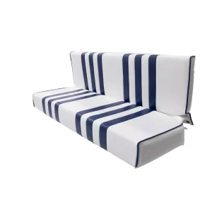 Bekleding stoel achter Méhari wit-blauw