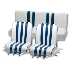 Bekledingsset 3 delen stoel Méhari (2voor, 1 achter) wit-blauw