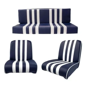 Set van 3 Méhari stoelhoezen - blauw/wit