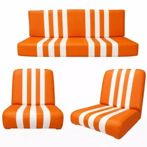 Set van 3 Méhari stoelhoezen - oranje/wit