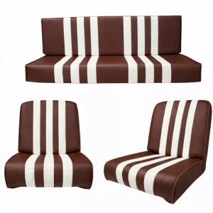Set van 3 Méhari stoelhoezen - bruin/wit