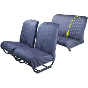 Set van 2CV stoelhoezen met CIC-flappen (2 voor + 1 achter, opvouwbaar) - denimstof