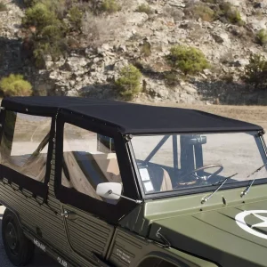Originele Méhari softtop met stang voor 4 afdekhoezen met riemen - zwart katoen